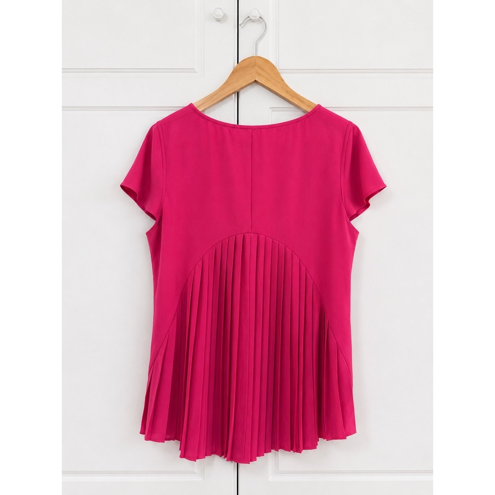 Soft Surroundings Blouse Tunic Top XL Pink Excellent‎ Pleated Back Short Sleeve